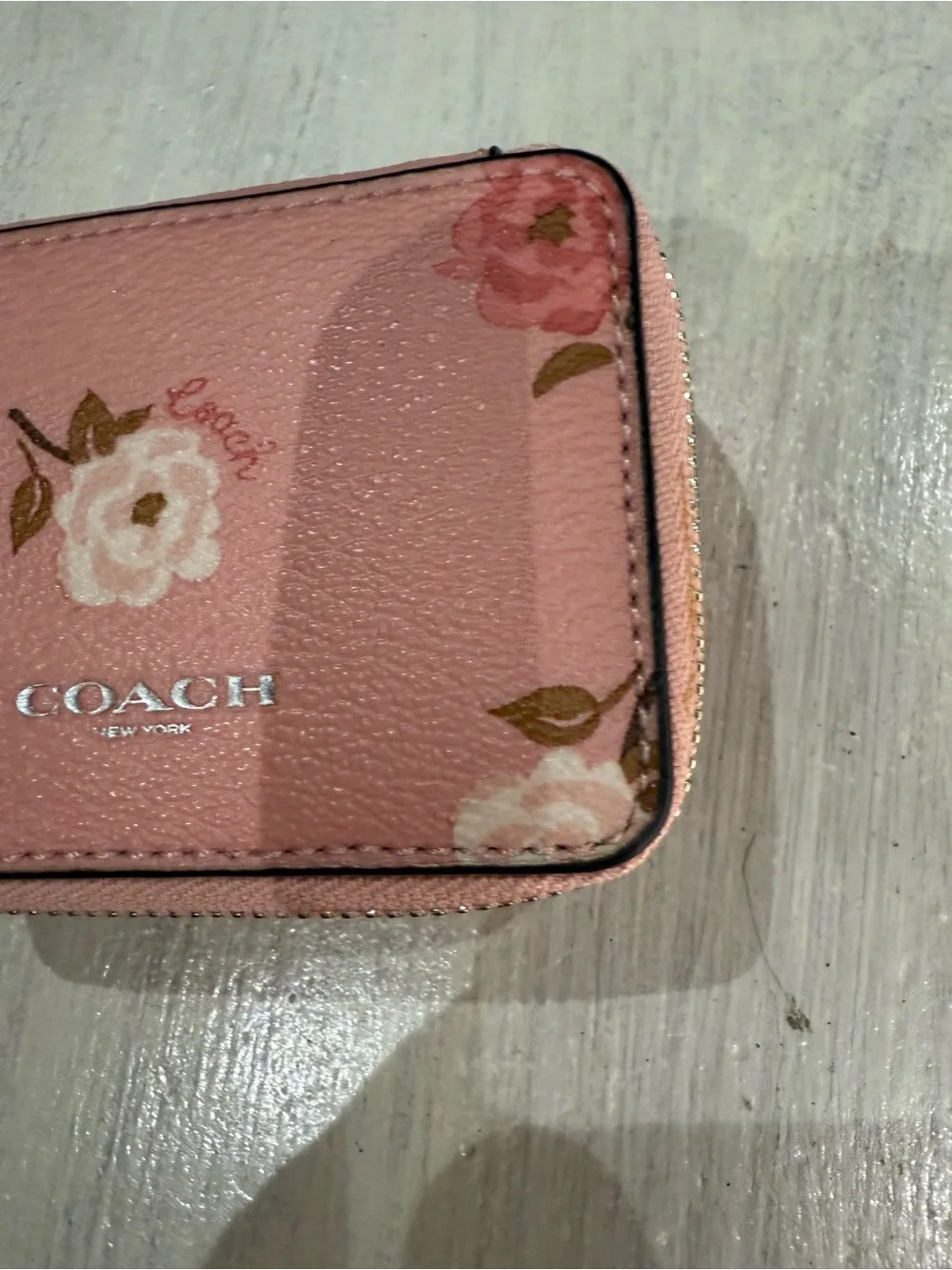 COACH Pink Floral Leather Zip Pill Case - Picture 4 of 9